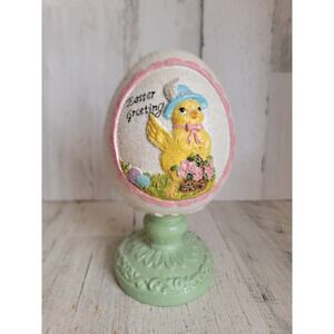 Vintage glitter Easter greeting chick bird egg spring flower home decor